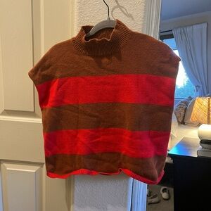 Entro Brown and Red Knit Sweater Vest